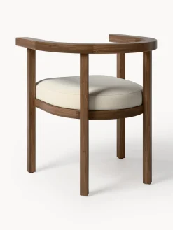 Silla con reposabrazos para exterior de madera de acacia Matheus, con cojín