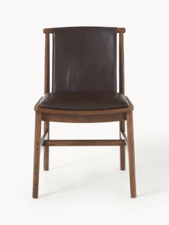 Silla de comedor de madera de fresno con asiento de cuero Hayo