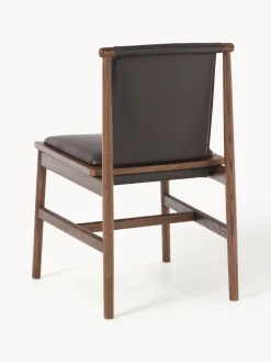 Silla de comedor de madera de fresno con asiento de cuero Hayo