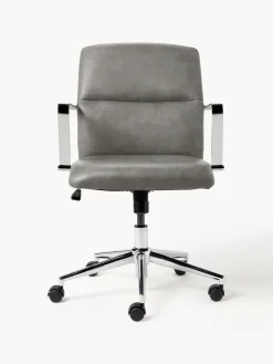 Silla de escritorio de cuero sintético con reposabrazos Reto, altura regulable