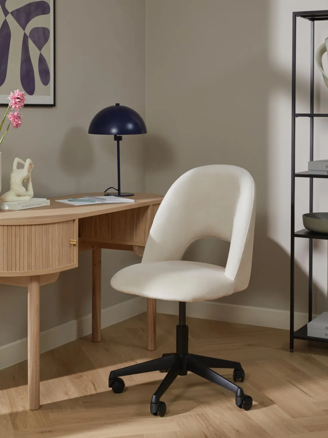Silla de escritorio de terciopelo Rachel, altura regulable