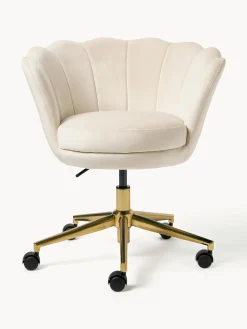 Silla de escritorio de terciopelo con reposabrazos Oyster, altura regulable