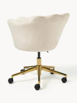 Silla de escritorio de terciopelo con reposabrazos Oyster, altura regulable