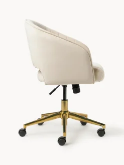 Silla de escritorio de terciopelo con reposabrazos Laria, altura regulable