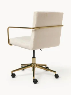 Silla de escritorio de terciopelo con reposabrazos Kashya, altura regulable