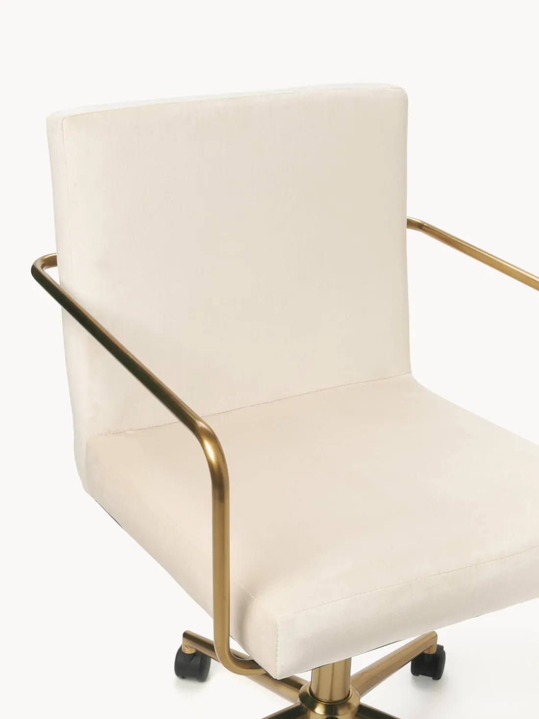 Silla de escritorio de terciopelo con reposabrazos Kashya, altura regulable