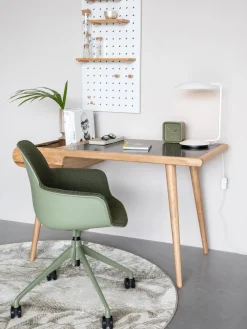 Silla de escritorio en tejido bouclé Albert, regulable en altura