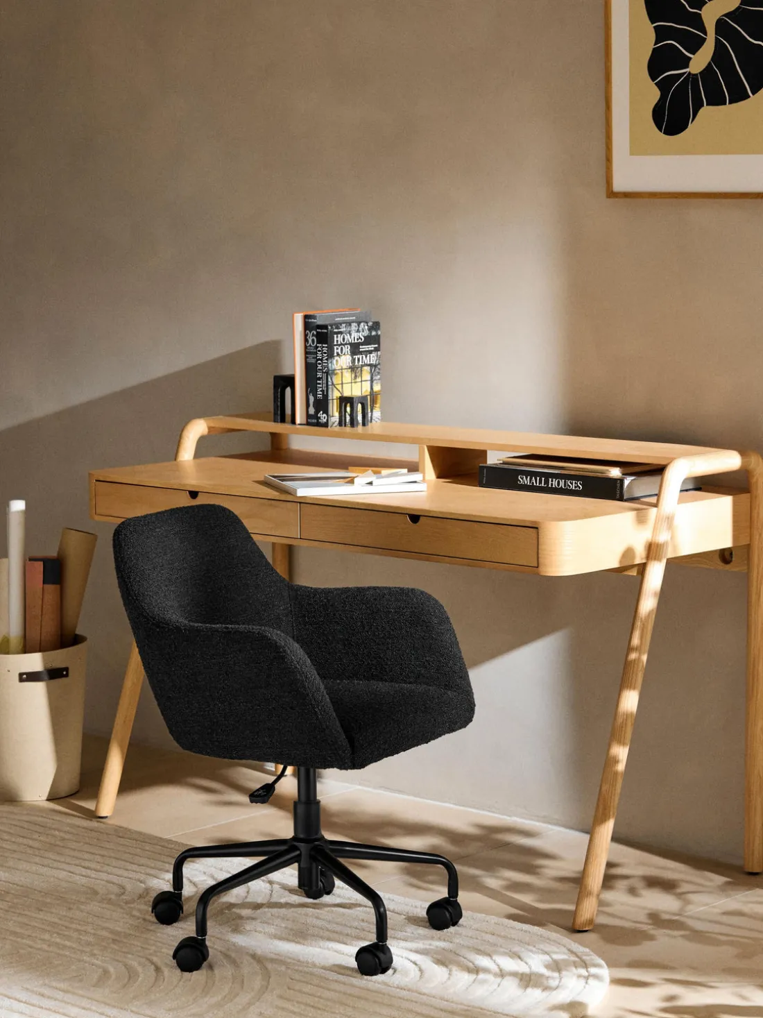 Silla de escritorio en tejido bouclé Lucie