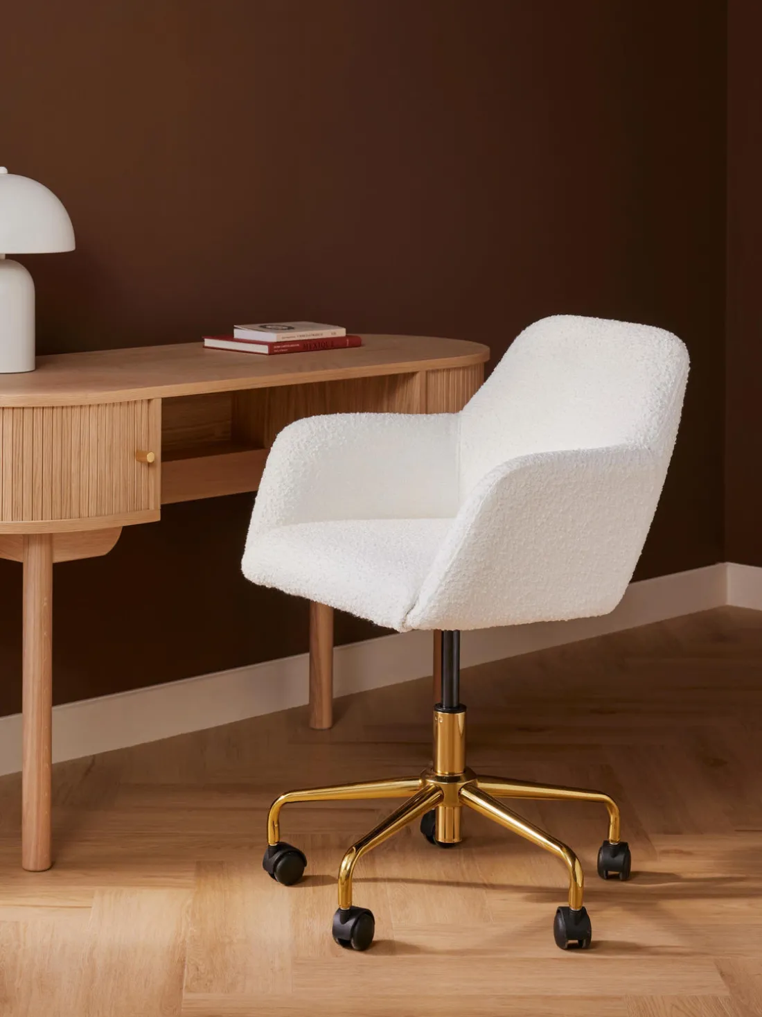 Silla de escritorio en tejido bouclé Lucie