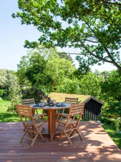 Silla de jardín de brazos de teca York, plegable