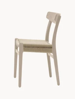Silla de madera con asiento tejido a mano CH23