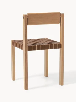 Silla de madera con asiento de cuero Liza