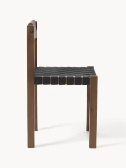 Silla de madera con asiento de cuero Liza