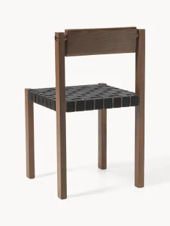 Silla de madera con asiento de cuero Liza