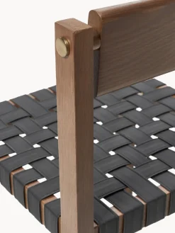 Silla de madera con asiento de cuero Liza