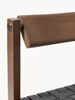 Silla de madera con asiento de cuero Liza