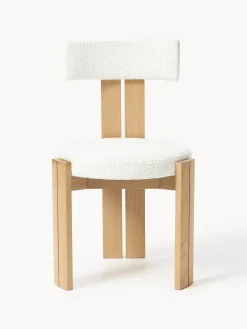 Silla de madera con tapizado bouclé Katya