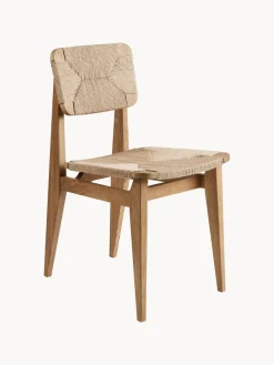 Silla de madera de roble con asiento trenzado C-Chair