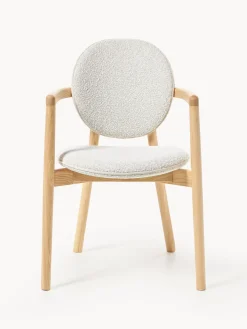 Silla de madera tapizado en tejido bouclé Maia