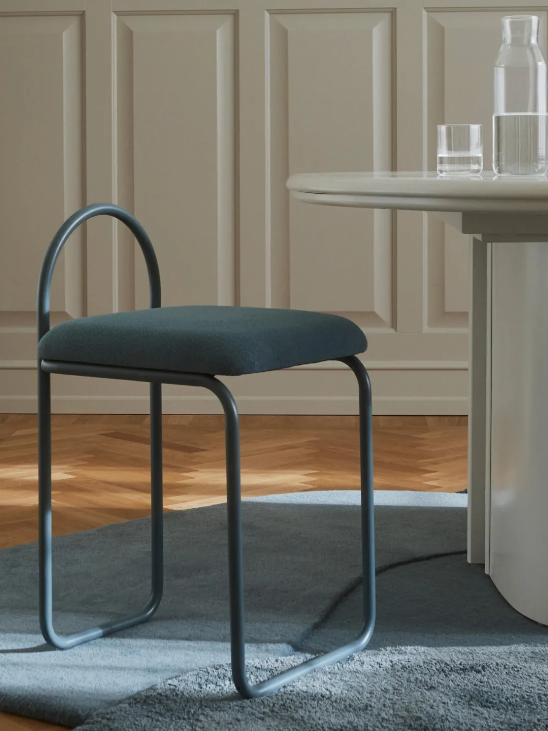 Silla en tejido bouclé Angui