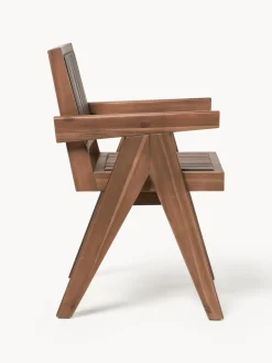 Silla para exterior con reposabrazos de madera de acacia Sissi