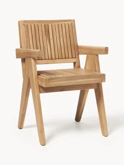 Silla para exterior con reposabrazos de madera de acacia Sissi