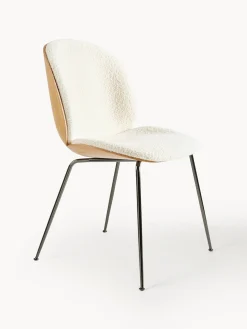 Silla tapizada en tejido bouclé con asiento Beetle