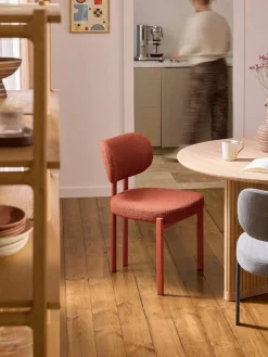 Silla tapizada en tejido bouclé Adrien