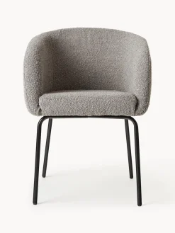 Sillas con reposabrazos en tejido bouclé Alani, 2 uds.