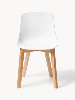 Sillas de plástico con patas de madera Dave, 2 uds.