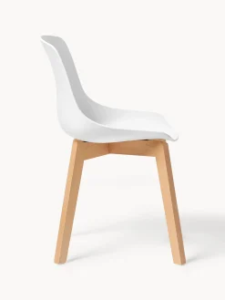 Sillas de plástico con patas de madera Dave, 2 uds.