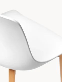 Sillas de plástico con patas de madera Dave, 2 uds.