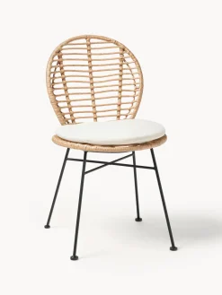 Sillas de ratán con cojín Cordula, 2 uds.