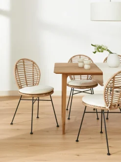 Sillas de ratán con cojín Cordula, 2 uds.