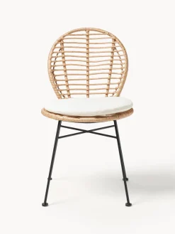 Sillas de ratán con cojín Cordula, 2 uds.