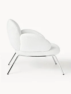 Sillón cóctel en tejido bouclé con patas de metal Luan