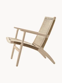 Sillón con asiento y respaldo tejidos a mano CH25