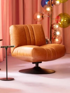 Sillón giratorio de cuero Napa