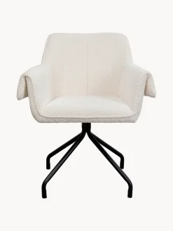 Sillón giratorio en tejido bouclé Bess