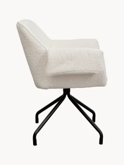 Sillón giratorio en tejido bouclé Bess