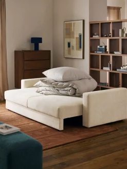 Sofá cama de terciopelo Tasha (3 plazas), con espacio de almacenamiento