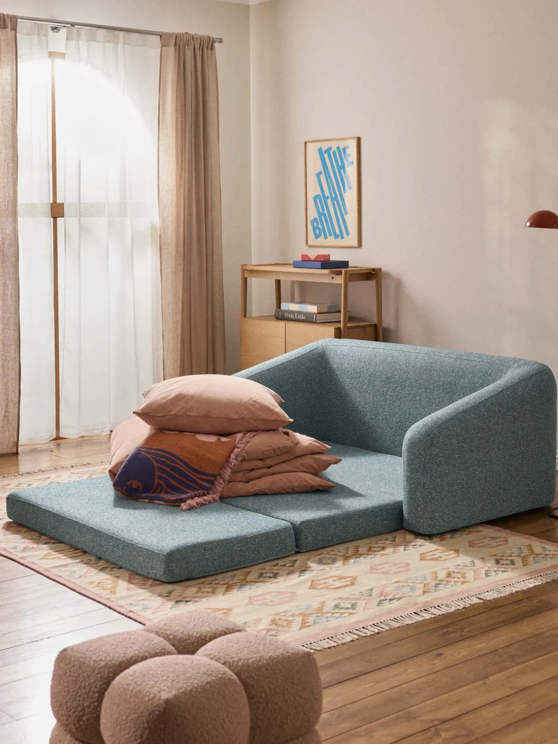 Sofá cama en tejido bouclé Eliot (2 plazas)