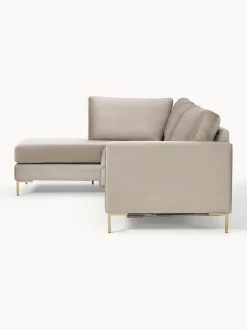 Sofá cama rinconera de terciopelo con colchón Luna (3 plazas)