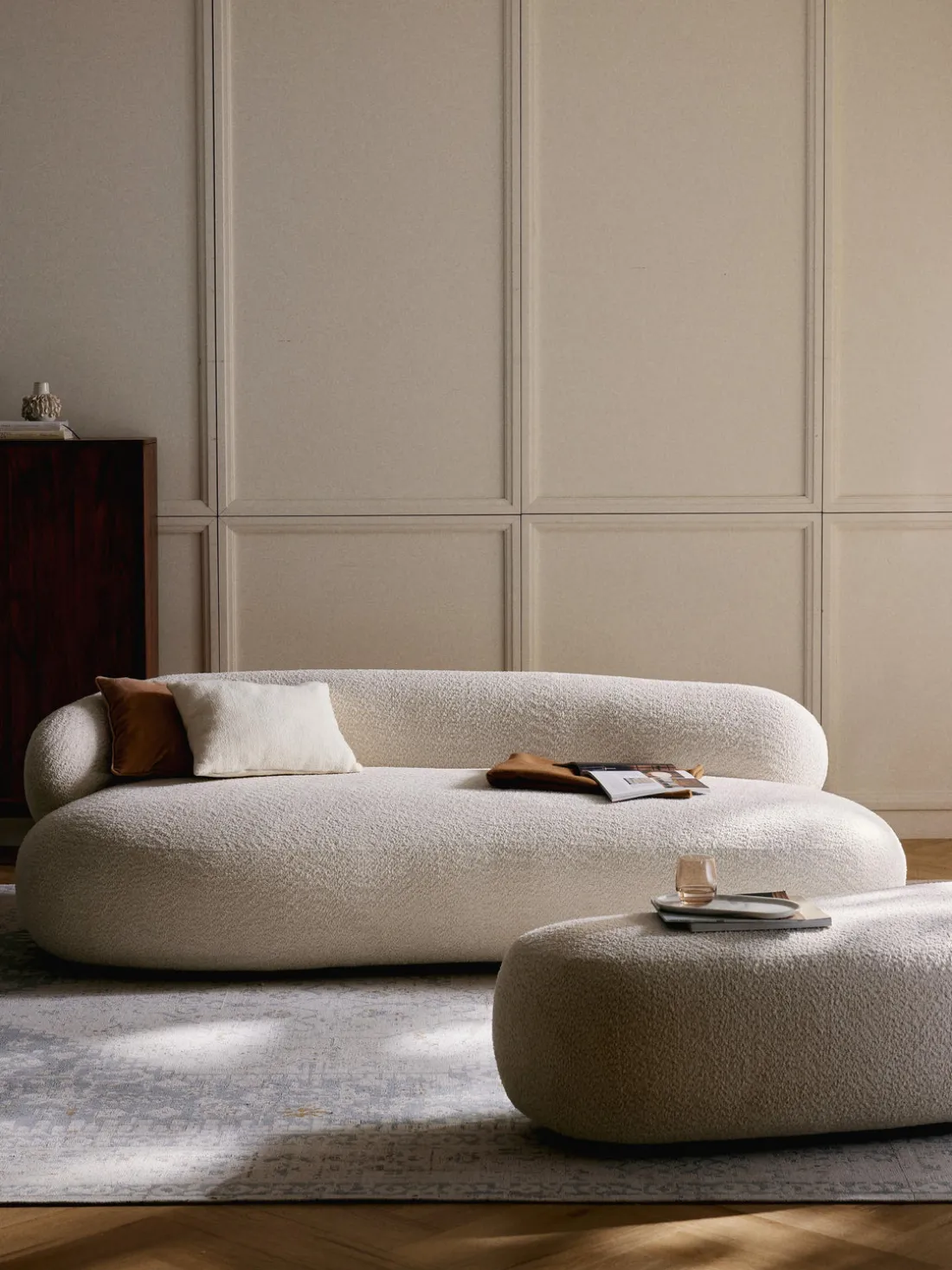 Sofá de borreguillo bouclé Alba (3 plazas)