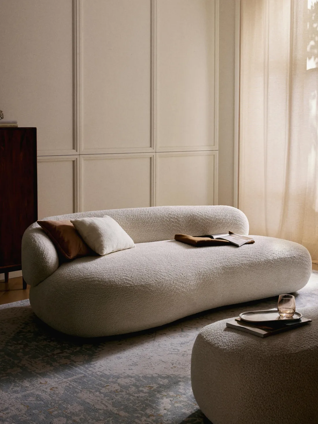 Sofá de borreguillo bouclé Alba (3 plazas)