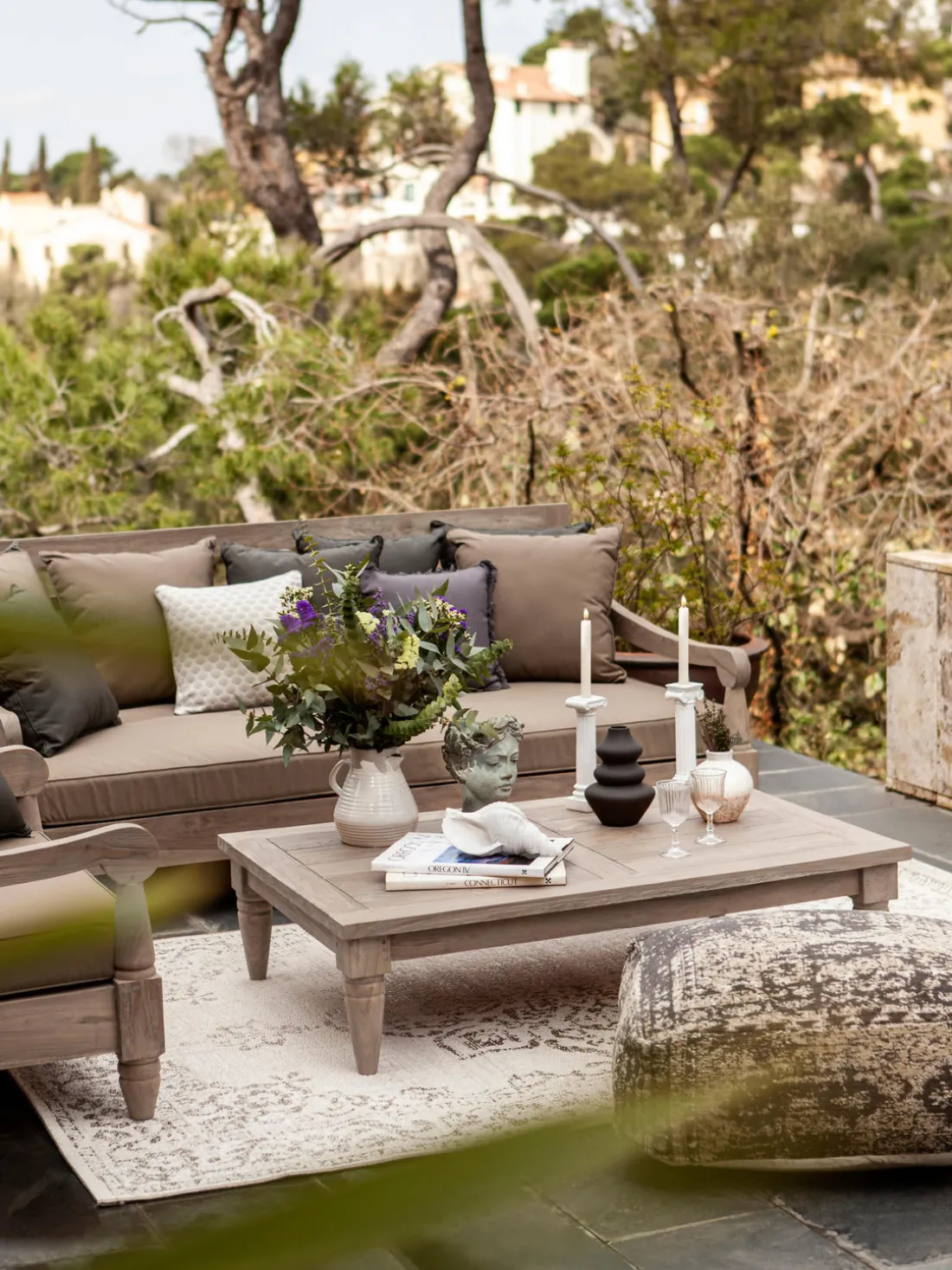 Sofá grande para exterior de madera Bali (4 plazas)