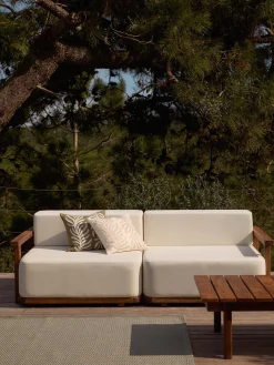 Sofá lounge para exterior de madera de acacia Matheus (2 plazas)