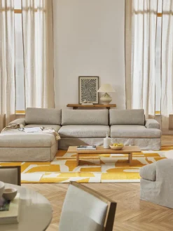 Sofá modular con reposapiés izquierdo/derecho Russell (4 plazas), desenfundable