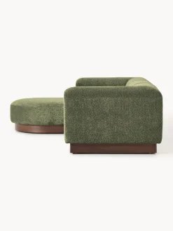 Sofá modular con reposapiés de borreguillo bouclé Natalie (3 plazas)