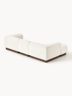Sofá modular con reposapiés de borreguillo bouclé Natalie (3 plazas)